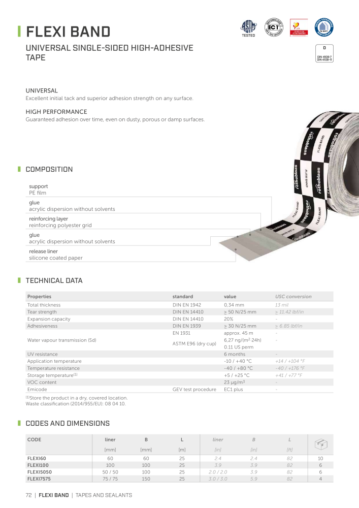 Rothoblaas - Tapes, Sealants and Membranes NR.: 20245 - Strona 72