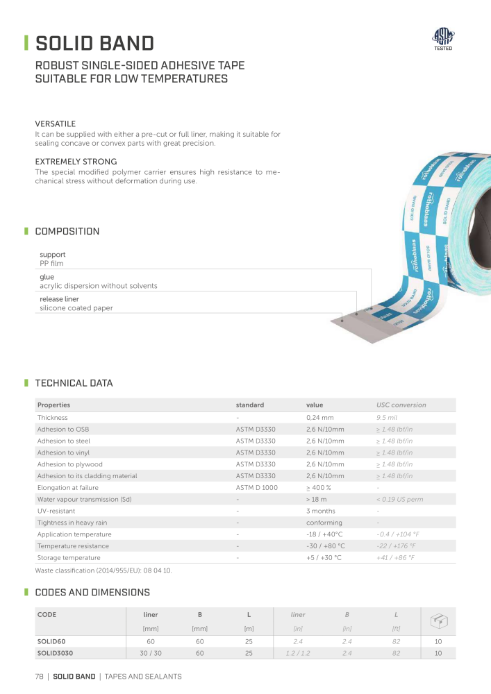 Rothoblaas - Tapes, Sealants and Membranes Nb. : 20245 - Page 78