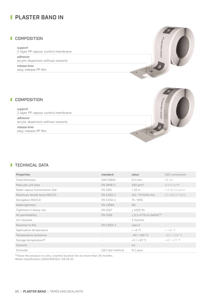 Rothoblaas - Tapes, Sealants and Membranes Nb. : 20245 - Page 86