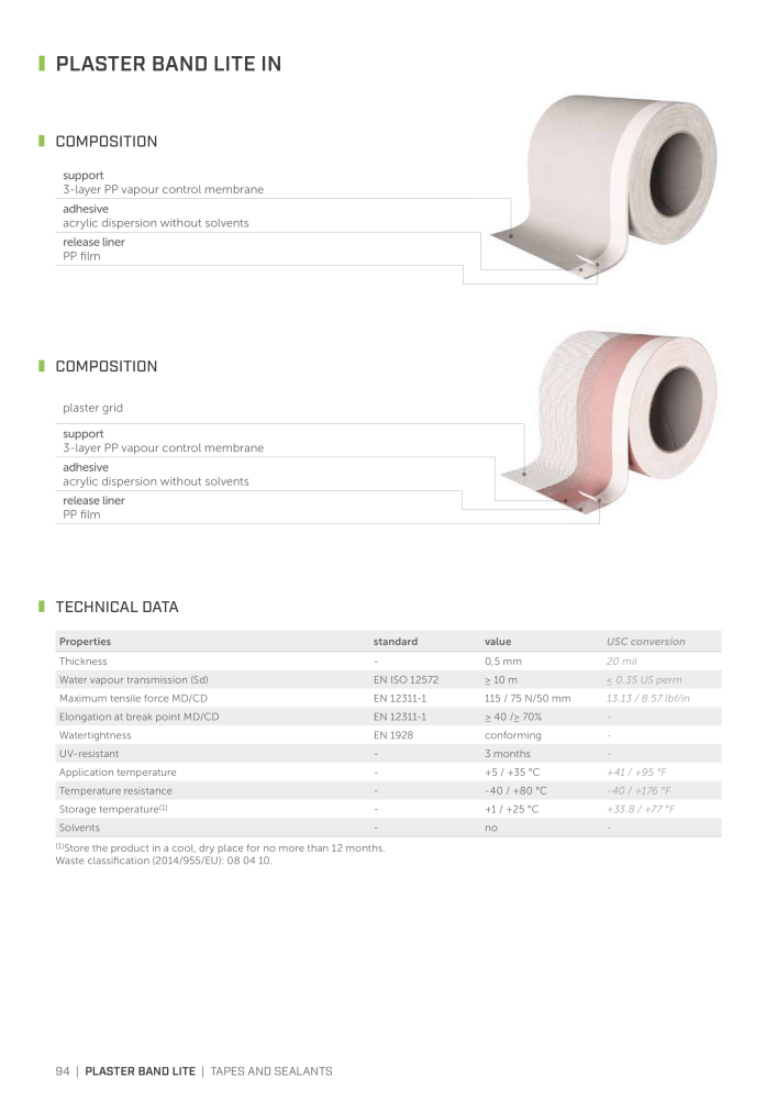 Rothoblaas - Tapes, Sealants and Membranes NR.: 20245 - Strona 94