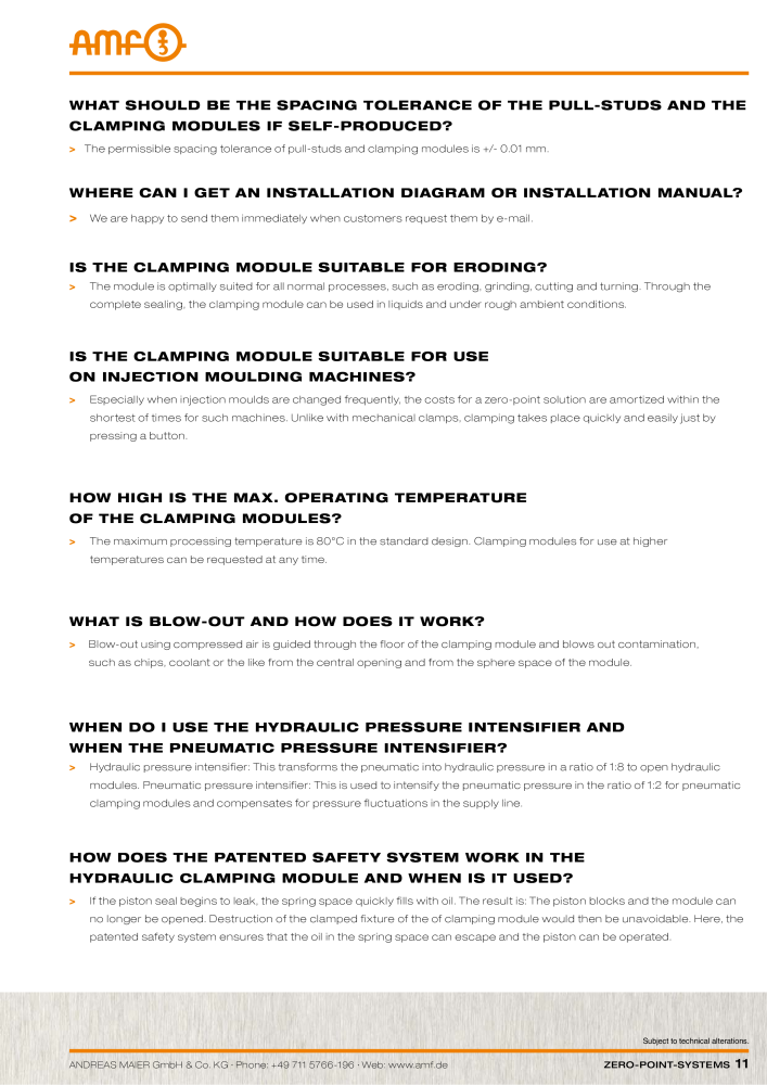 AMF Catalogue ZERO-POINT SYSTEMS Nº: 2025 - Página 11