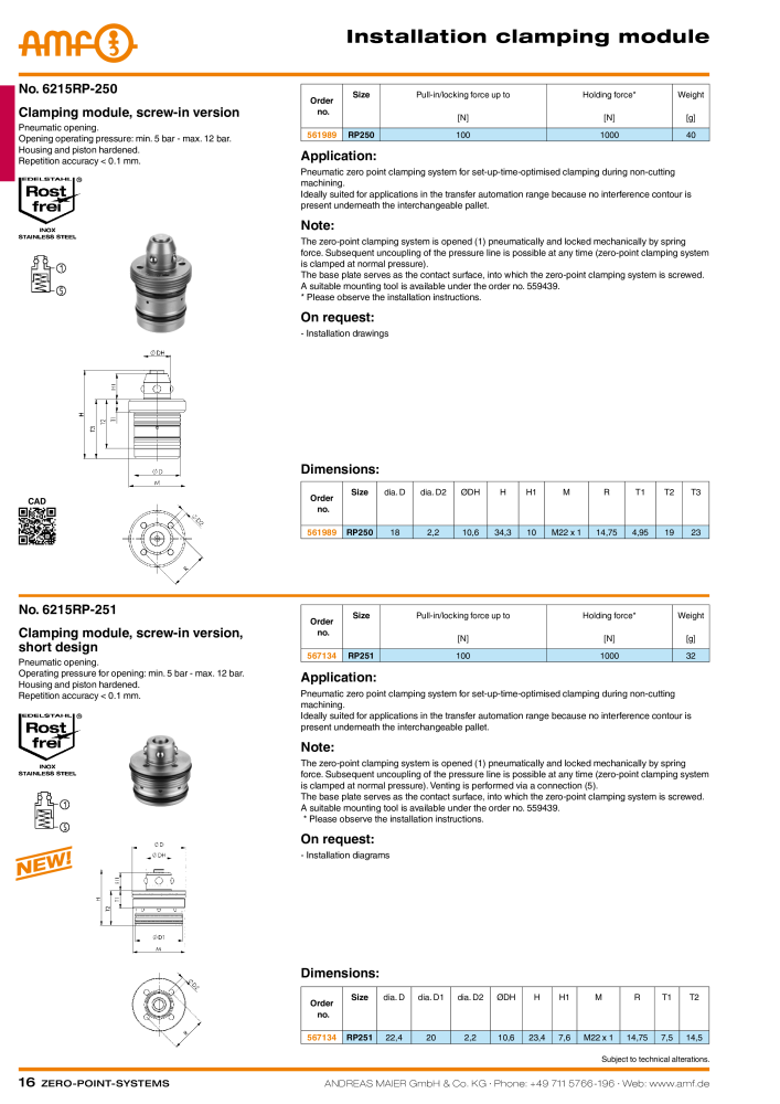 AMF Catalogue ZERO-POINT SYSTEMS Č. 2025 - Strana 16