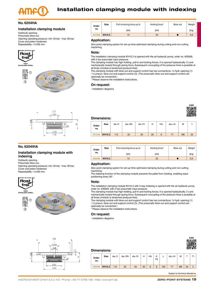 AMF Catalogue ZERO-POINT SYSTEMS Č. 2025 - Strana 19