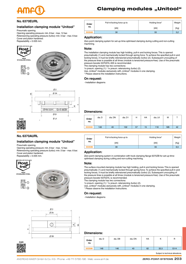 AMF Catalogue ZERO-POINT SYSTEMS Nº: 2025 - Página 203