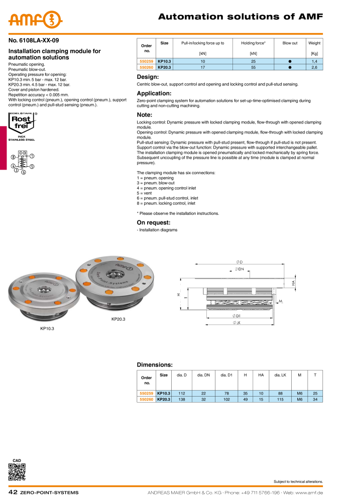 AMF Catalogue ZERO-POINT SYSTEMS Č. 2025 - Strana 42