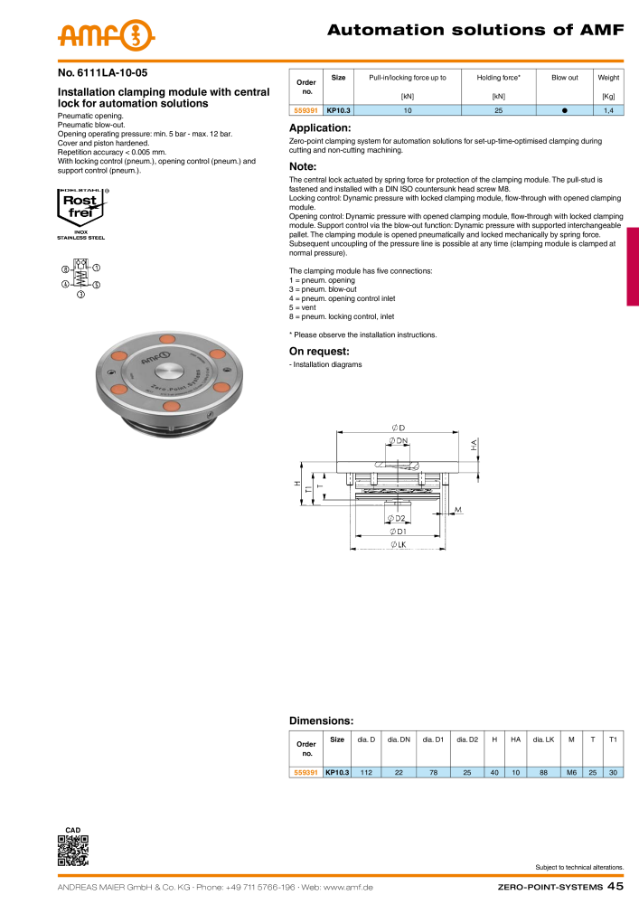 AMF Catalogue ZERO-POINT SYSTEMS NR.: 2025 - Seite 45