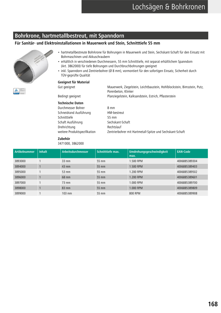 Wolfcraft Hauptkatalog Werkzeuge NR.: 2026 - Seite 169