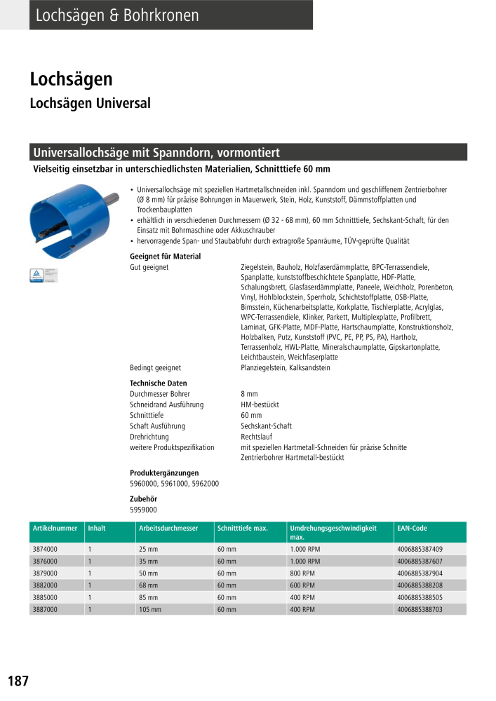 Wolfcraft Hauptkatalog Werkzeuge NR.: 2026 - Seite 188
