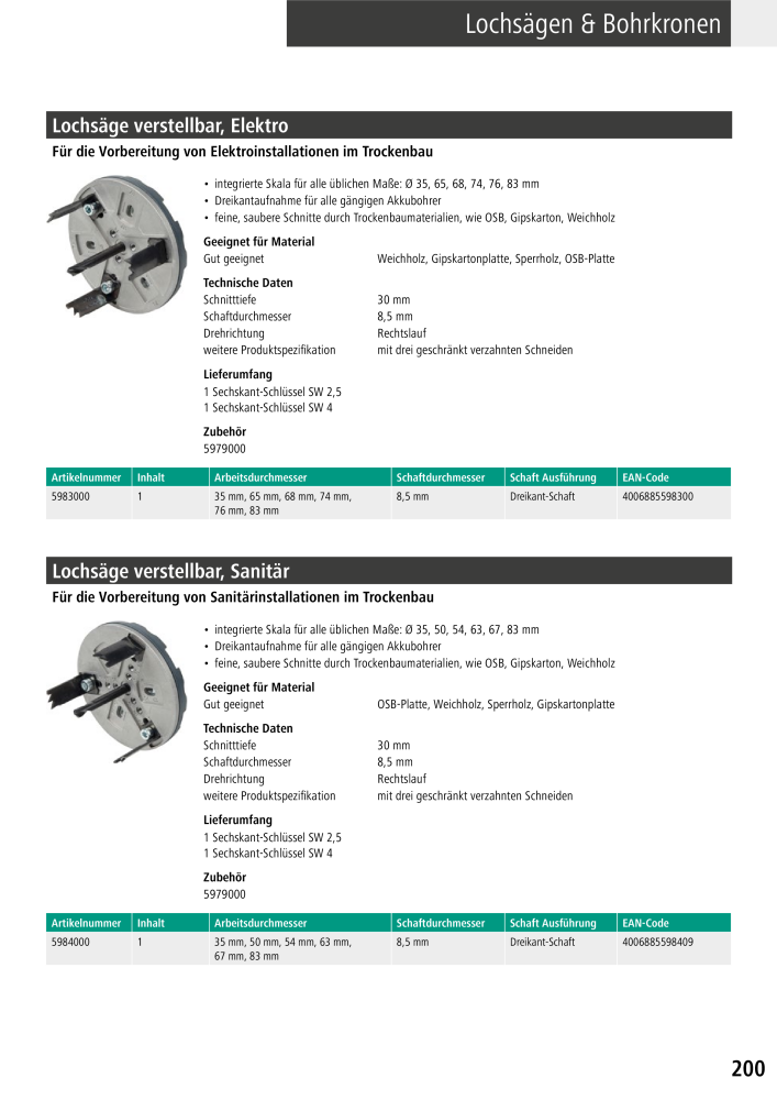 Wolfcraft Hauptkatalog Werkzeuge Č. 2026 - Strana 201