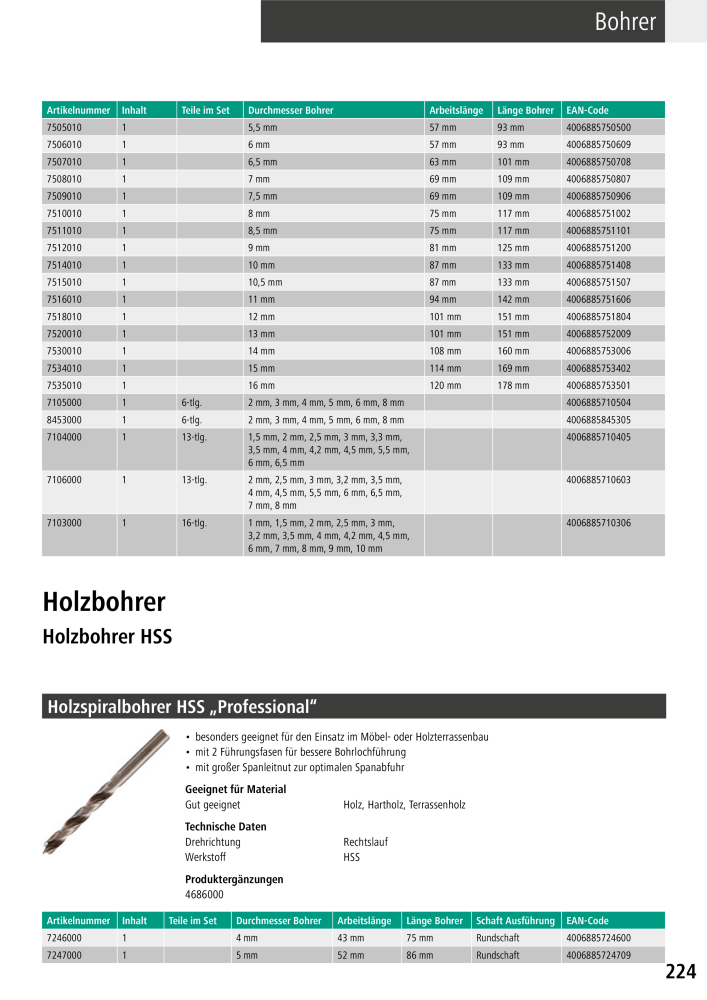 Wolfcraft Hauptkatalog Werkzeuge Nb. : 2026 - Page 225