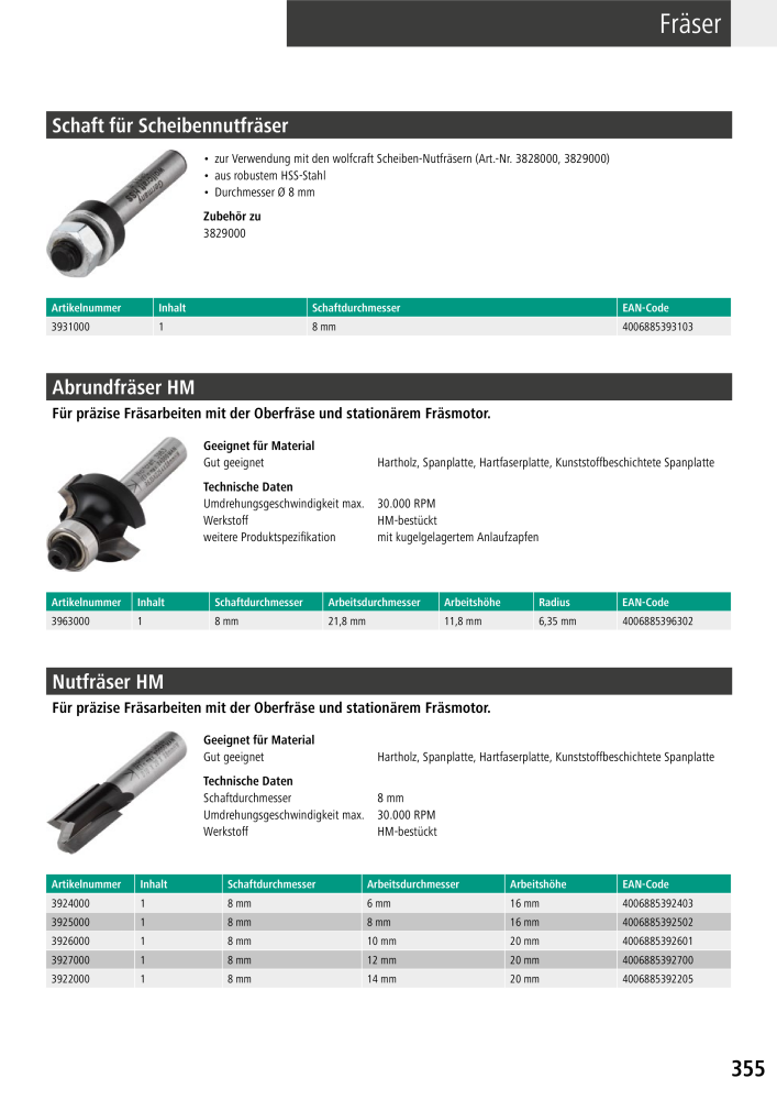 Wolfcraft Hauptkatalog Werkzeuge Nº: 2026 - Página 357