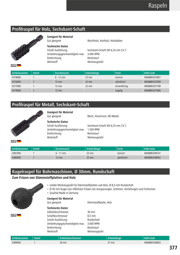 Wolfcraft Hauptkatalog Werkzeuge Č. 2026 - Strana 379