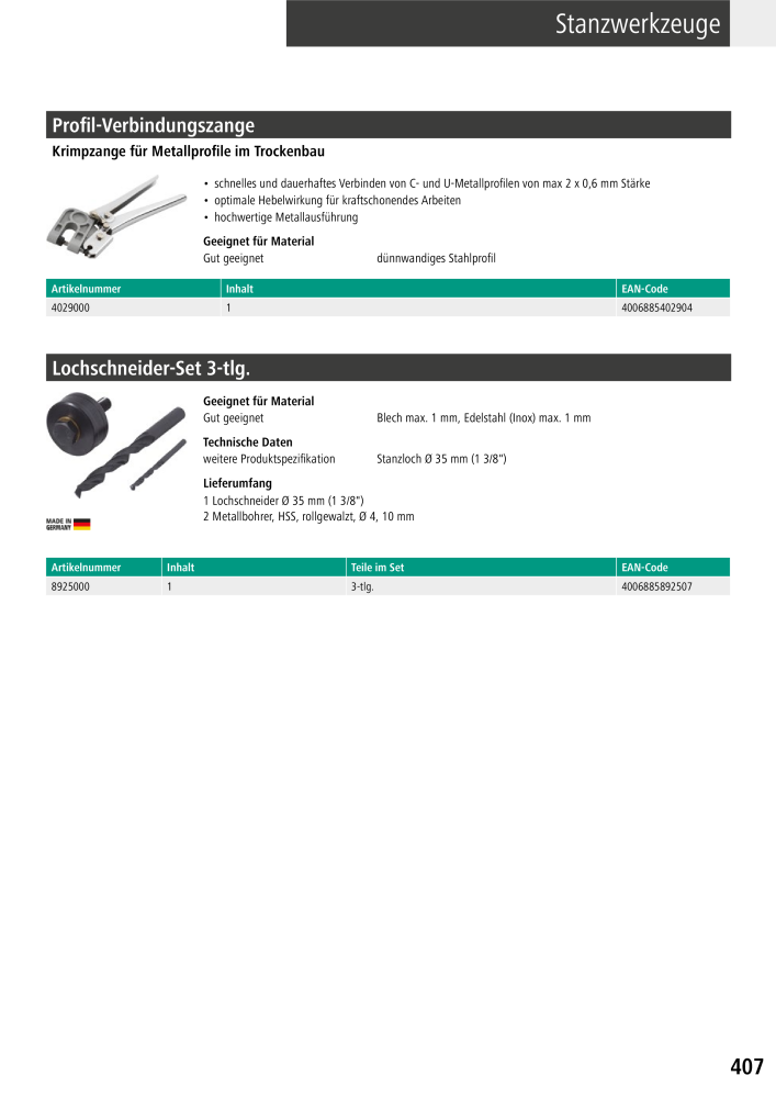 Wolfcraft Hauptkatalog Werkzeuge NR.: 2026 - Seite 409