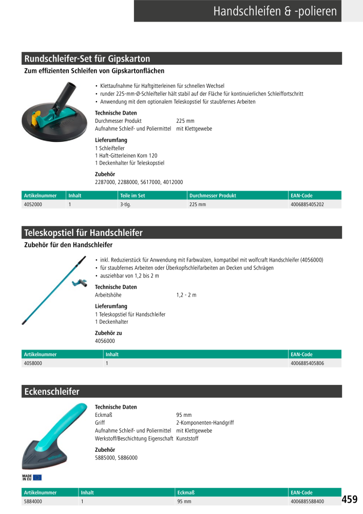 Wolfcraft Hauptkatalog Werkzeuge Nº: 2026 - Página 461