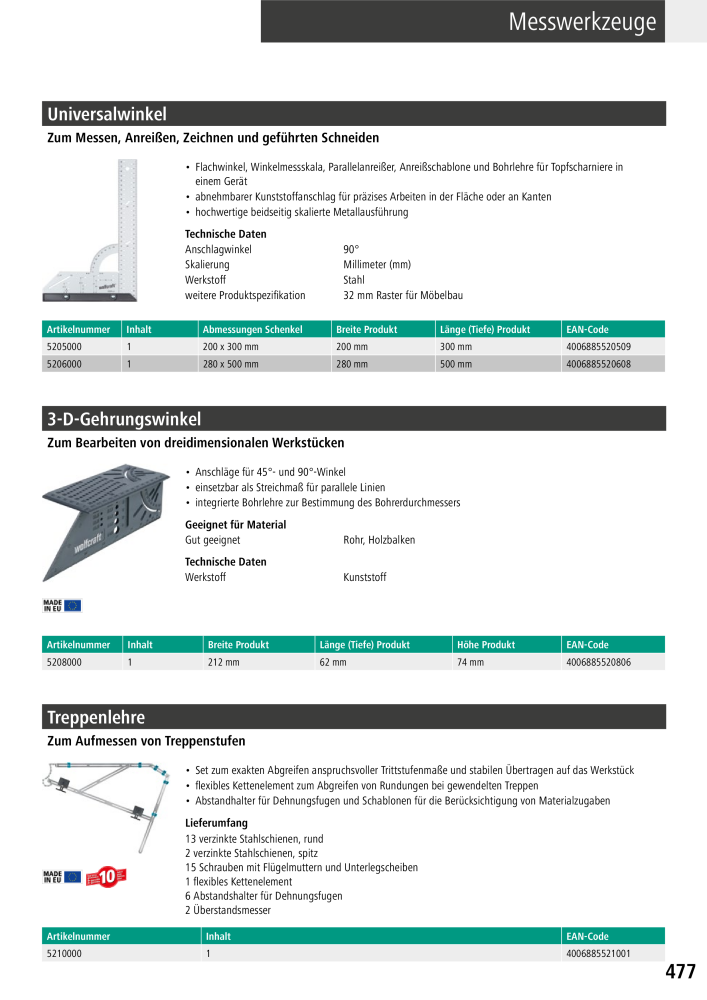 Wolfcraft Hauptkatalog Werkzeuge NR.: 2026 - Seite 479