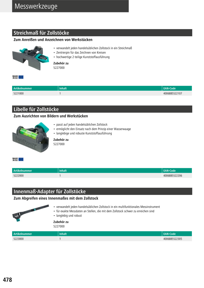 Wolfcraft Hauptkatalog Werkzeuge NR.: 2026 - Pagina 480
