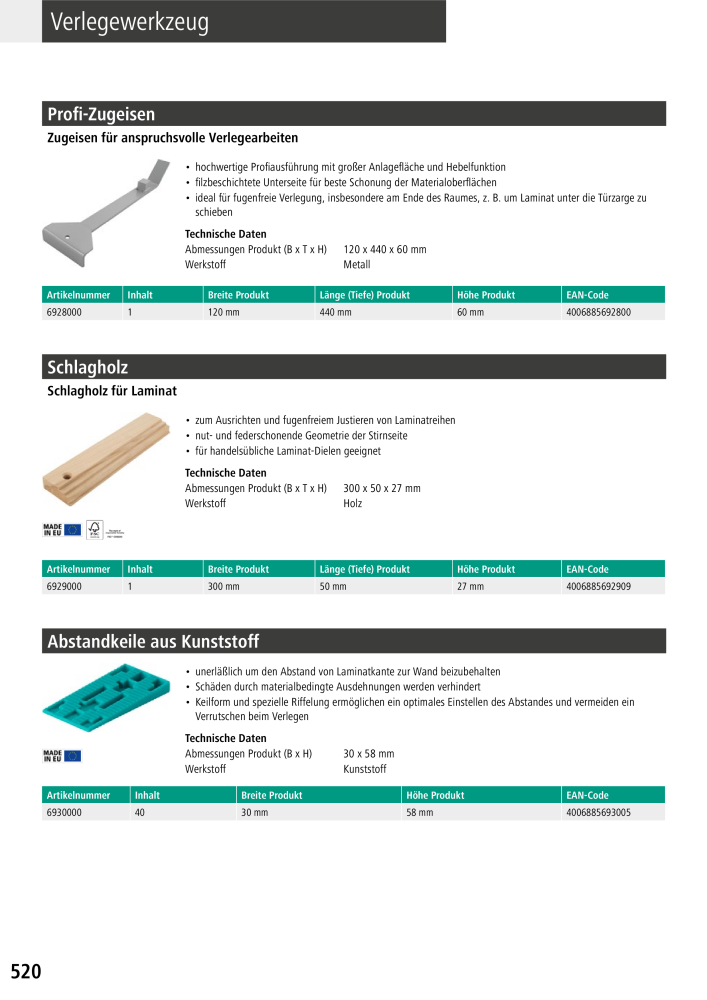 Wolfcraft Hauptkatalog Werkzeuge Č. 2026 - Strana 522