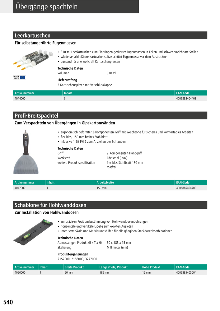 Wolfcraft Hauptkatalog Werkzeuge NR.: 2026 - Seite 542