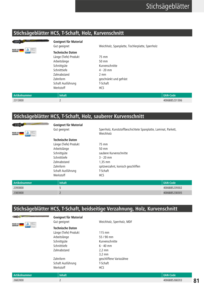 Wolfcraft Hauptkatalog Werkzeuge Nb. : 2026 - Page 83