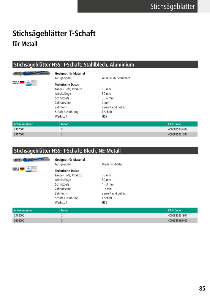 Wolfcraft Hauptkatalog Werkzeuge NR.: 2026 - Pagina 87