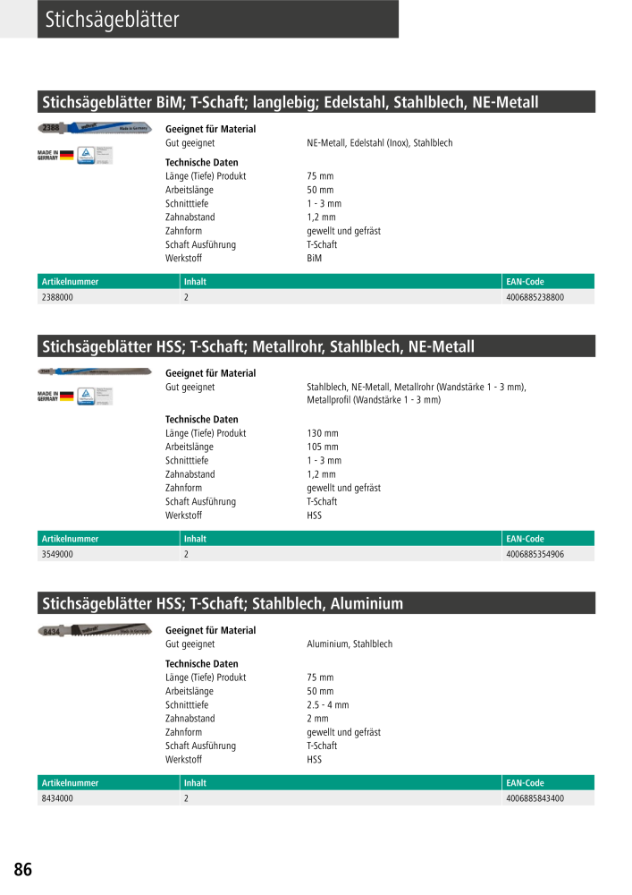 Wolfcraft Hauptkatalog Werkzeuge Nb. : 2026 - Page 88