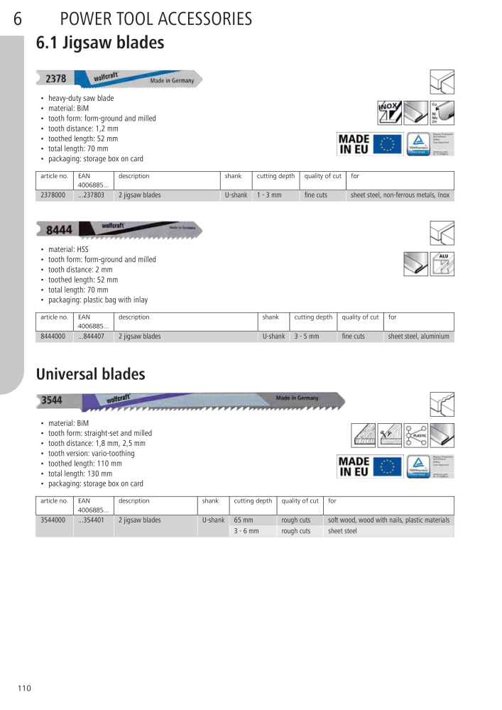 Wolfcraft Main Catalogue Tools Č. 2027 - Strana 110