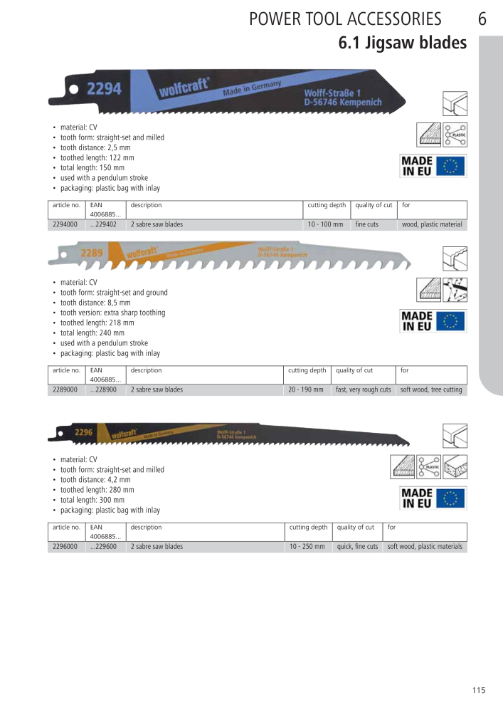 Wolfcraft Main Catalogue Tools NR.: 2027 - Strona 115