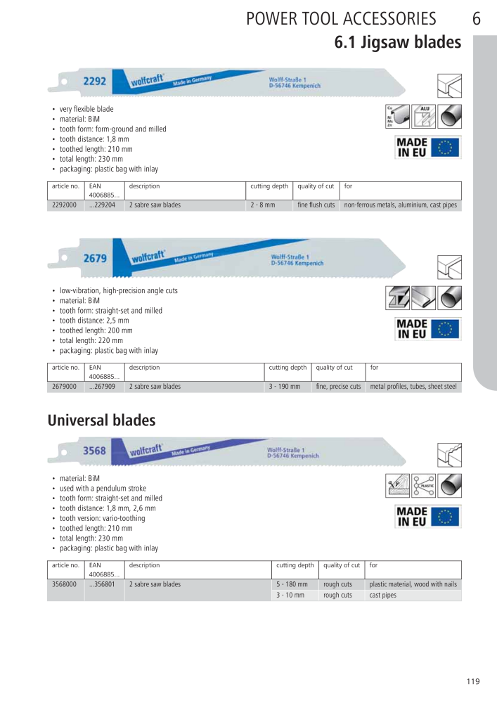 Wolfcraft Main Catalogue Tools Nb. : 2027 - Page 119