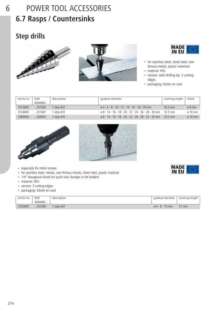 Wolfcraft Main Catalogue Tools Nb. : 2027 - Page 274