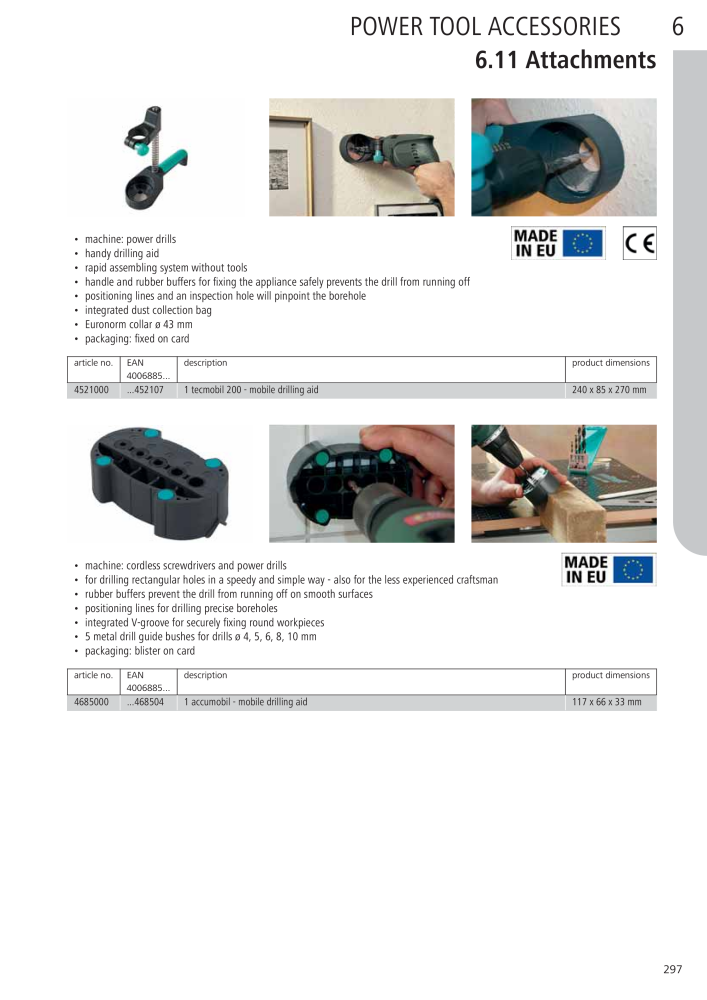 Wolfcraft Main Catalogue Tools Nb. : 2027 - Page 297