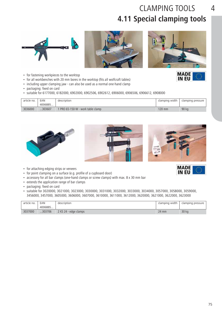 Wolfcraft Main Catalogue Tools NR.: 2027 - Pagina 75