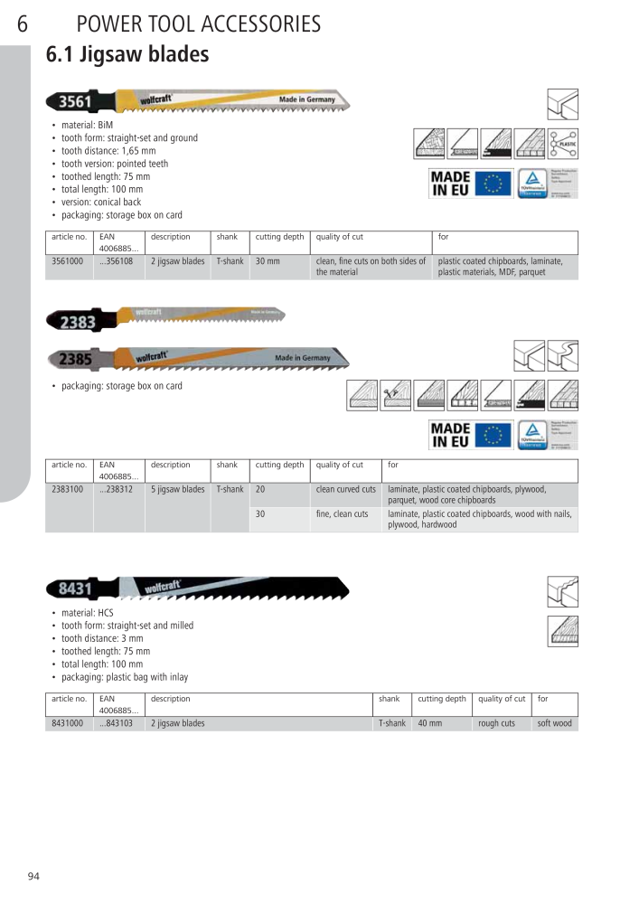 Wolfcraft Main Catalogue Tools Nb. : 2027 - Page 94