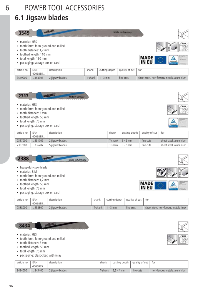 Wolfcraft Main Catalogue Tools Nb. : 2027 - Page 96