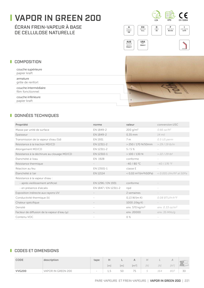 Rothoblaas - Bandes, mastics et toiles Nb. : 20278 - Page 221