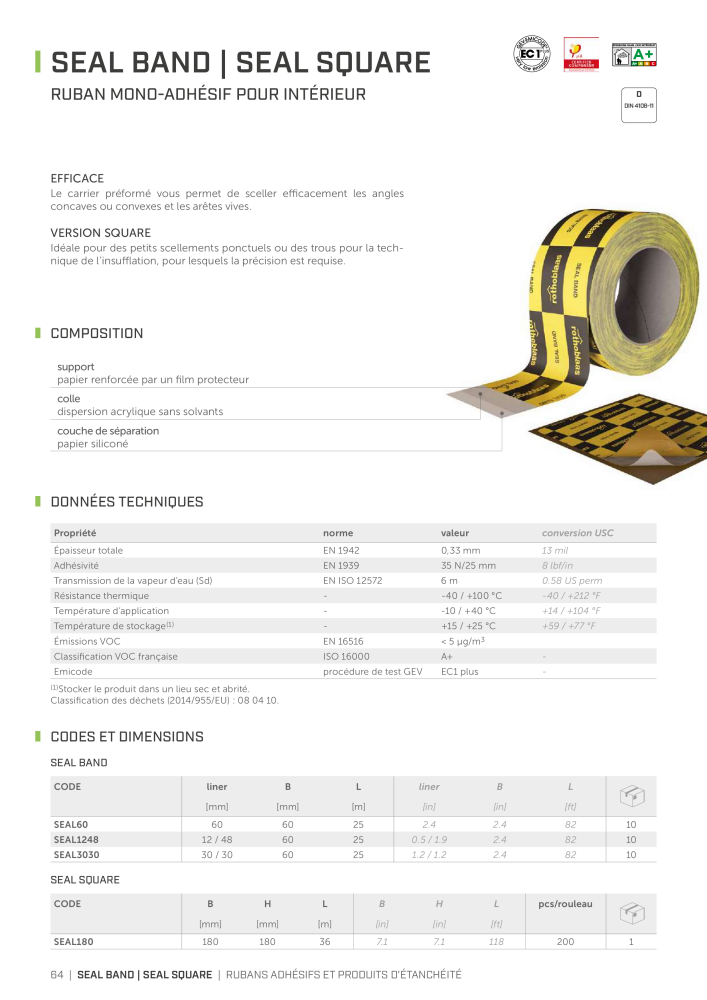 Rothoblaas - Bandes, mastics et toiles Nb. : 20278 - Page 64