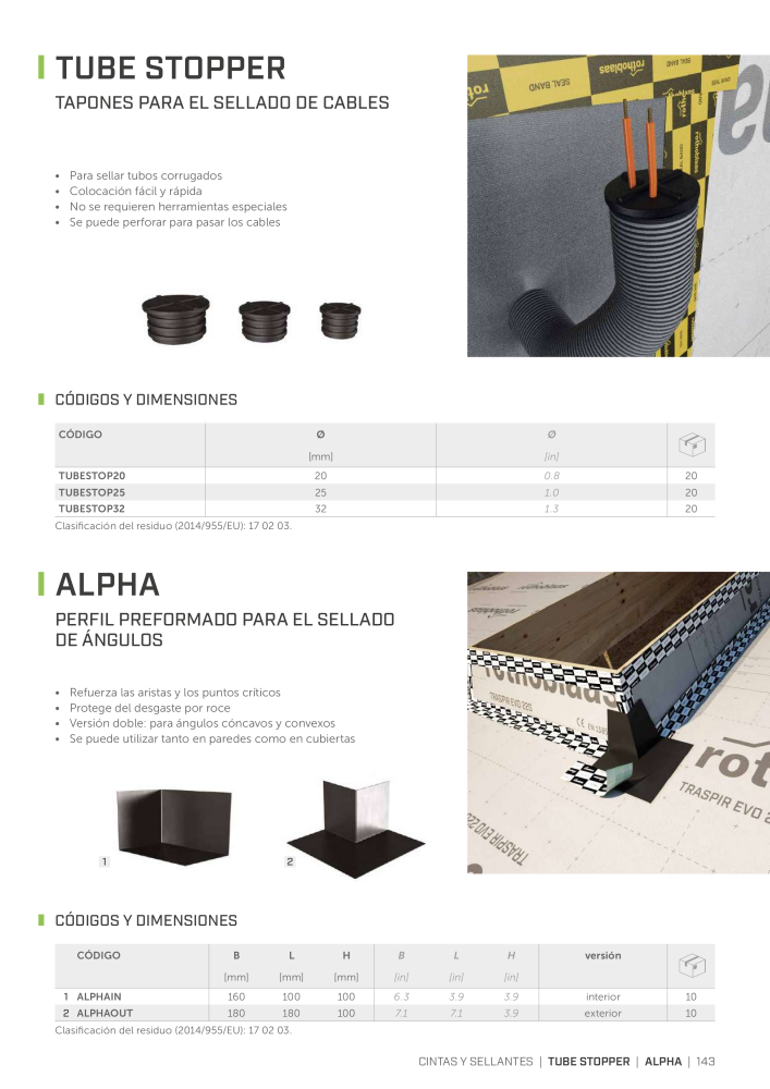 Rothoblaas - Cintas, selladores y webs Nº: 20279 - Página 143