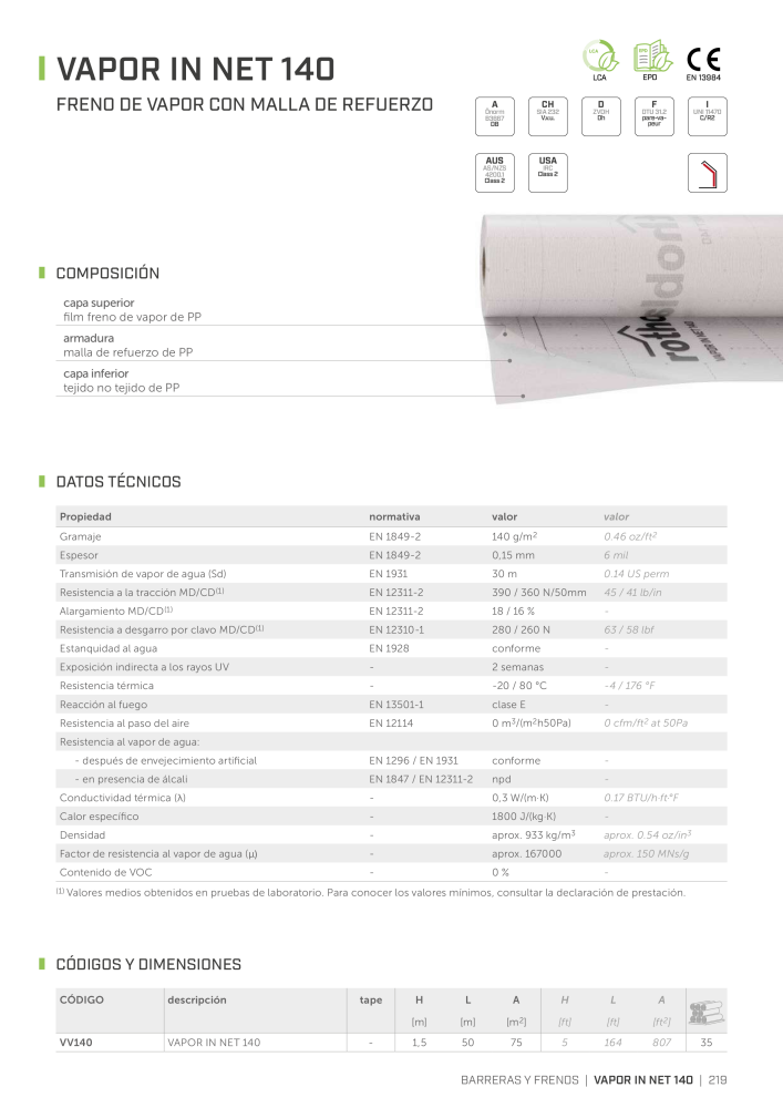 Rothoblaas - Cintas, selladores y webs NO.: 20279 - Page 219