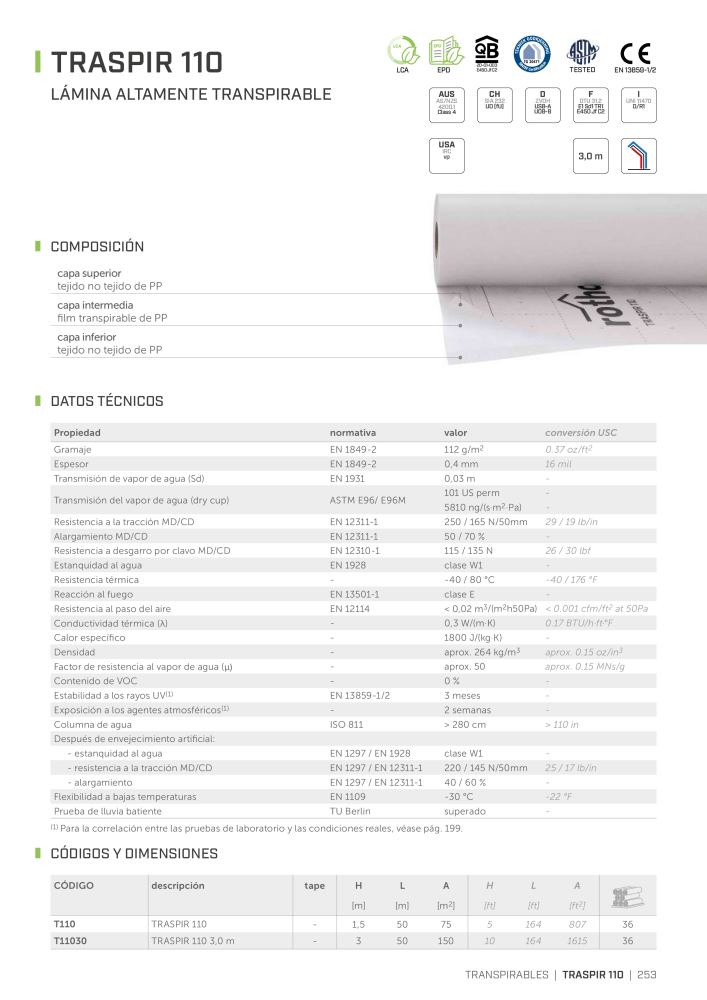 Rothoblaas - Cintas, selladores y webs Nº: 20279 - Página 253