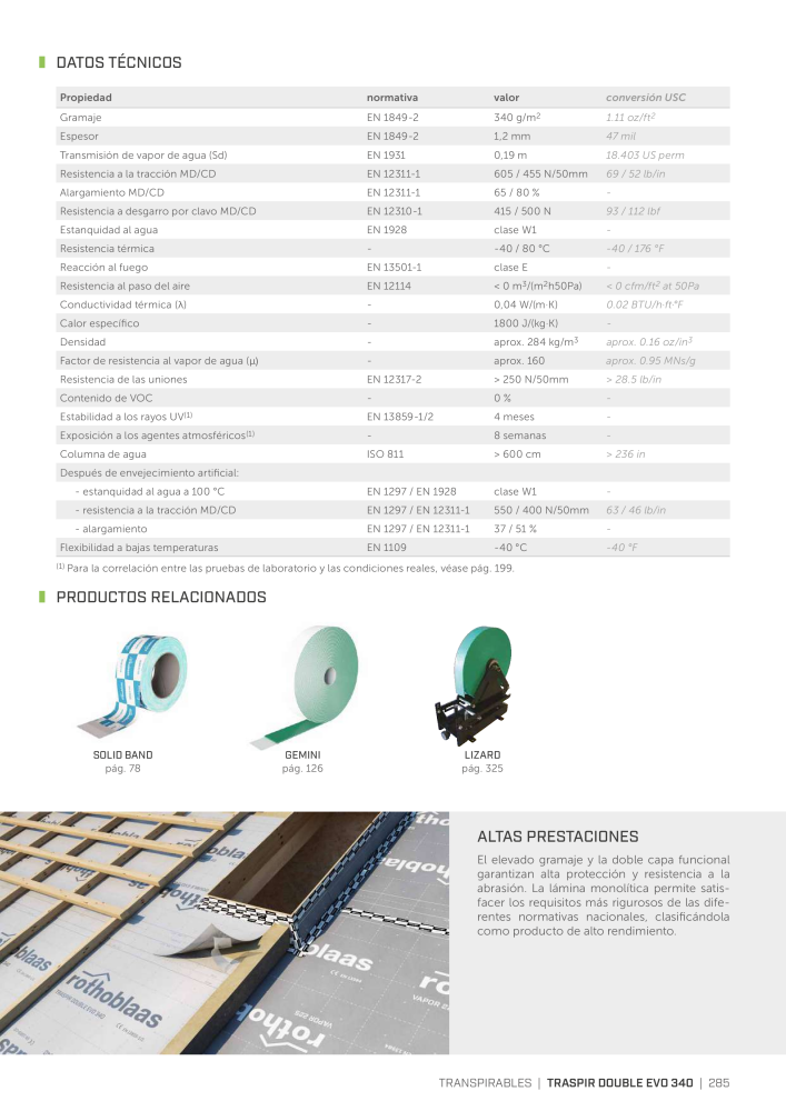 Rothoblaas - Cintas, selladores y webs Nº: 20279 - Página 285