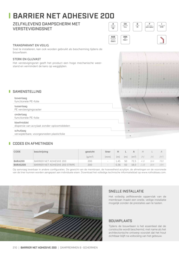 RothoBlaas Holz Technic SCHERMDRAAIENET ADHESIVE 200 STRIPE 360MMX50M BARAS200