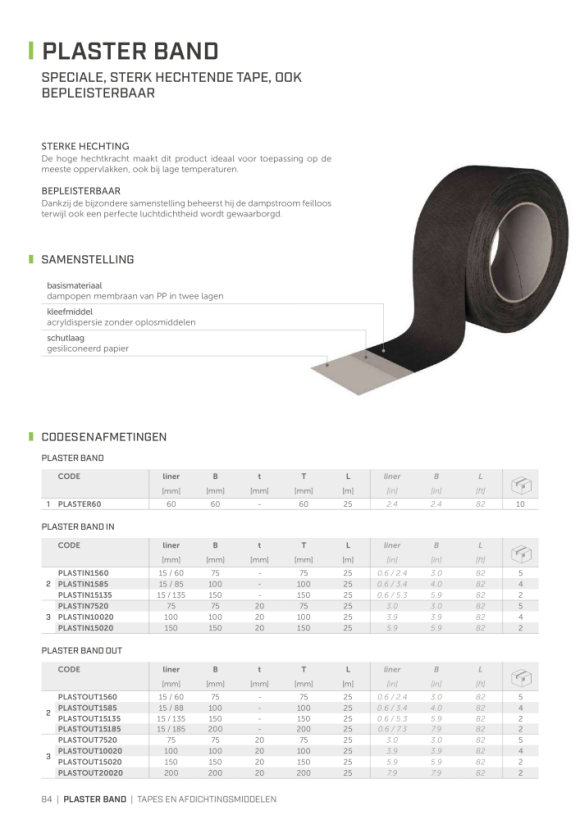 RothoBlaas Wood Technic PLAASTERBAND IN LINER 15/60 75MMX25M PLASTIN1560