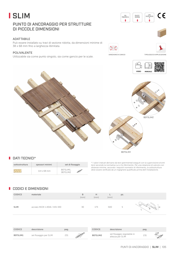 Rothoblaas - Sistemi anticaduta e dispositivi di sicurezza NO.: 20292 - Page 105