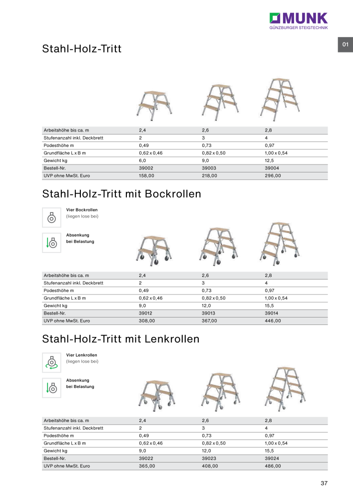 MUNK - Tritte / Podeste, Dielen und Material Handling NR.: 20317 - Seite 37