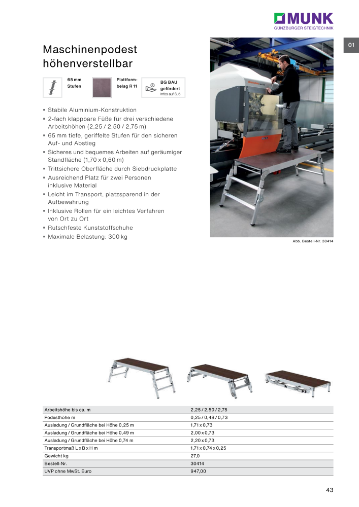 MUNK - Tritte / Podeste, Dielen und Material Handling NR.: 20317 - Seite 43