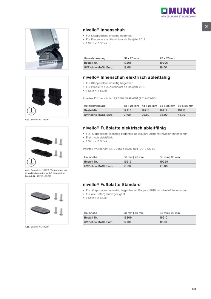 MUNK - Tritte / Podeste, Dielen und Material Handling NR.: 20317 - Seite 49