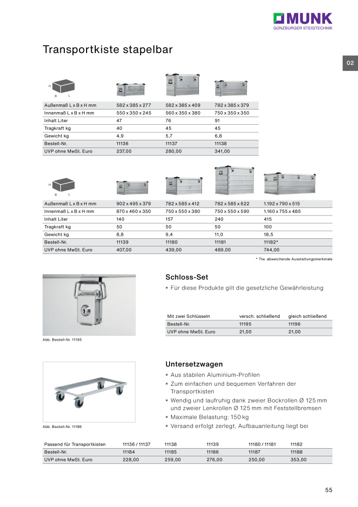 MUNK - Tritte / Podeste, Dielen und Material Handling NR.: 20317 - Seite 55