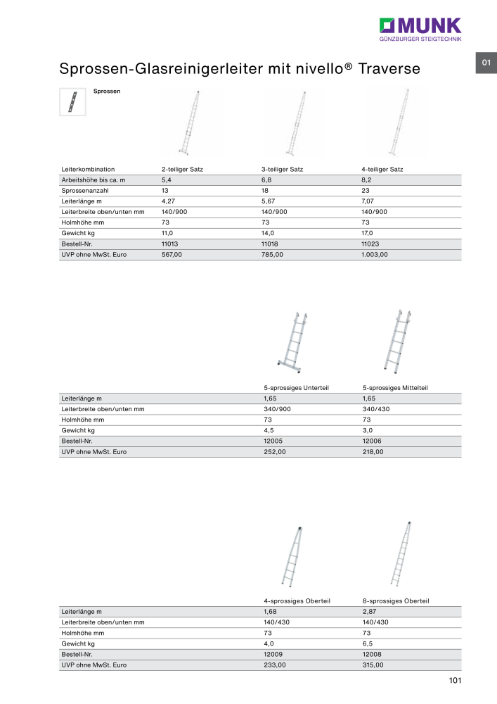 MUNK - Leitern, Plattformen, Podesttreppen und FlexxLift NR.: 20318 - Pagina 101