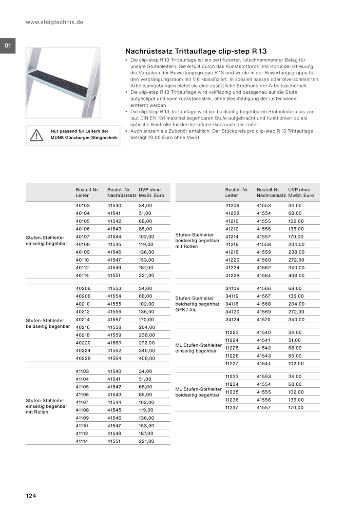 MUNK - Leitern, Plattformen, Podesttreppen und FlexxLift NR.: 20318 - Pagina 124
