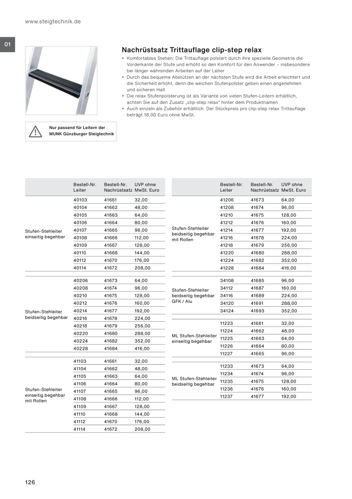 MUNK - Leitern, Plattformen, Podesttreppen und FlexxLift NR.: 20318 - Pagina 126