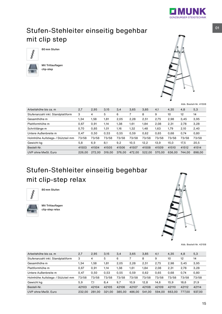 MUNK - Leitern, Plattformen, Podesttreppen und FlexxLift NR.: 20318 - Seite 15